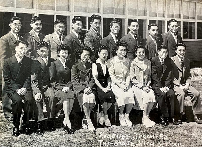 Masao Kawate poses with other teachers
