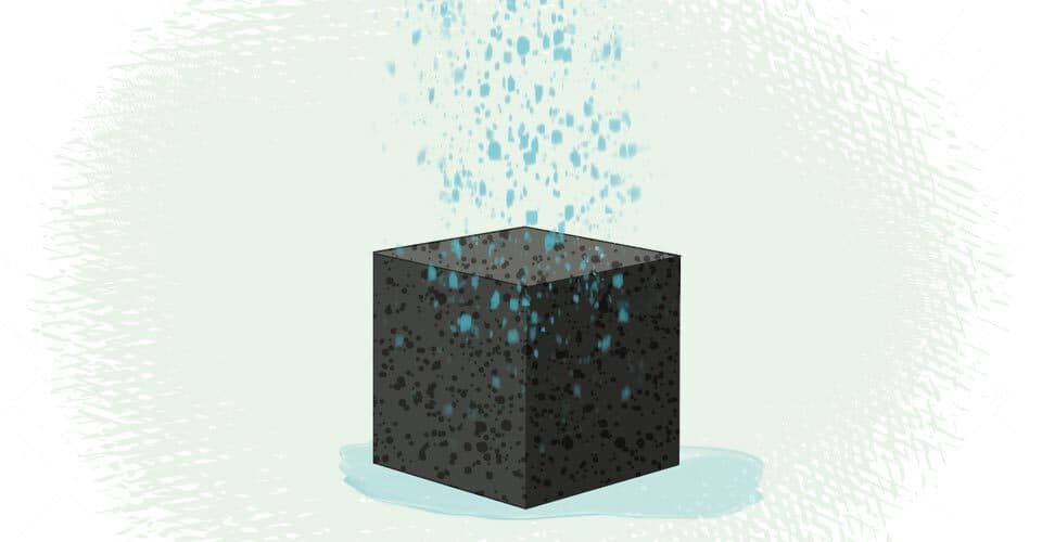 water from air absorbing into black cube